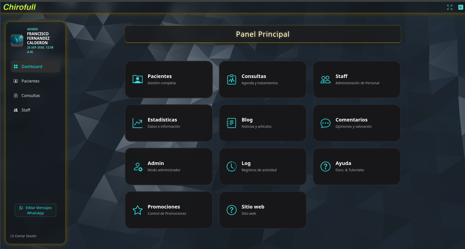 Dashboard del sistema